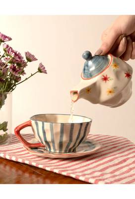 Rangoli- tea set for one - stoneware ceramics 2