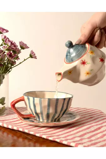 Rangoli- tea set for one - stoneware ceramics