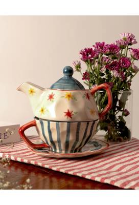 Rangoli- tea set for one - stoneware ceramics 3
