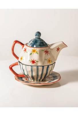 Rangoli- tea set for one - stoneware ceramics 4