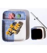 Neel- sushi/ chip and dip set with chopstick holder - stoneware ceramics