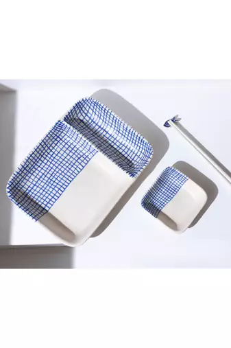 Neel- sushi/ chip and dip set with chopstick holder - stoneware ceramics