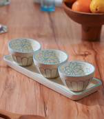Meera- serving set of 3 bowls with tray  -stoneware ceramics