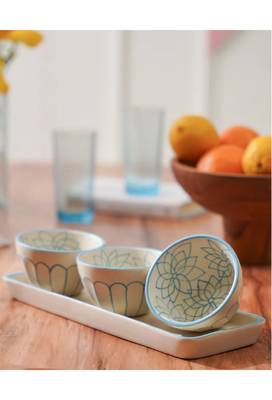 Meera- serving set of 3 bowls with tray  -stoneware ceramics 3