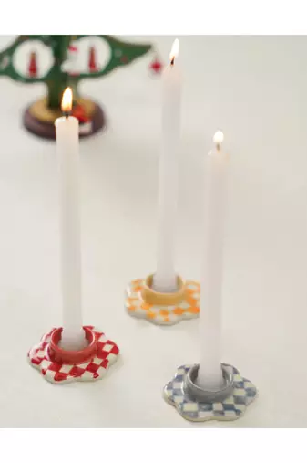 Misha- set of 3 candle holders (all 3 different colors ) - stoneware ceramics