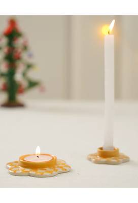 Urmi- set of 6 candle and tealight holder set (with all colors) - stoneware ceramics 1