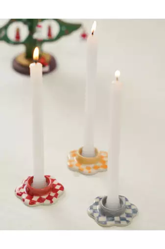 Urmi- set of 6 candle and tealight holder set (with all colors) - stoneware ceramics