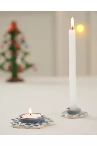 Urmi- set of 6 candle and tealight holder set (with all colors) - stoneware ceramics