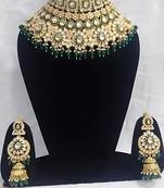 Traditional gold plated kundan bridal choker necklace jewellery set