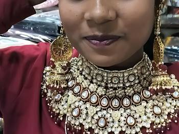 South indian traditional gold plated temple jewellery necklace jewellery set 3