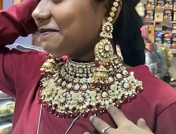 South indian traditional gold plated temple jewellery necklace jewellery set 4
