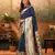 Navy blue designer zari weaving paithani silk blend saree with blouse