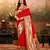 Red designer zari weaving paithani silk blend Saree with blouse