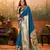 Teal designer zari weaving paithani silk blend saree with blouse