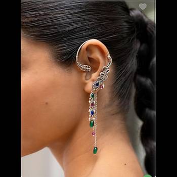 Boho earcuff rising earrings silver oxidised boho ethnic jewelry ear cuff earring 1