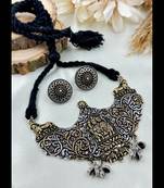 Indian dual tone choker oxidised jewelry set, shor necklace set, ethnic jewelry, temple jewelry