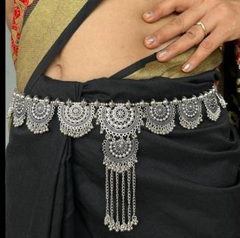 Oxidized silver look alike kamarpatta waist belt for women elegant & stylish belly chain for wedding 1
