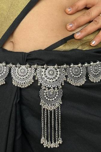 Oxidized silver look alike kamarpatta waist belt for women elegant & stylish belly chain for wedding