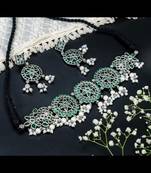 Temple jewelry stone jewelry set choker set south indian oxidized set with pearls, kolhapur set