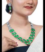 Double layer green orange ad necklace set oxidized indian handmade jewelry set wedding necklace set