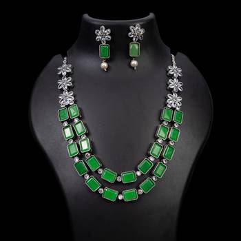 Double layer green orange ad necklace set oxidized indian handmade jewelry set wedding necklace set 2
