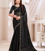 Black Handwork Zarkan Cutwork Border Silk Saree