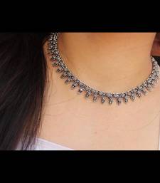Leaf style german silver oxidized choker jewelry set silver choker necklace set handmade choker set