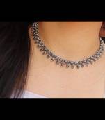 Leaf style german silver oxidized choker jewelry set silver choker necklace set handmade choker set