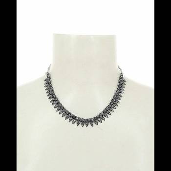 Leaf style german silver oxidized choker jewelry set silver choker necklace set handmade choker set 2