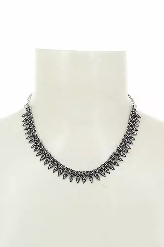 Leaf style german silver oxidized choker jewelry set silver choker necklace set handmade choker set
