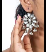 Mirror stud earrings, glass jewelry, oxidized studs, wedding collection, kemp jewelry earrings set