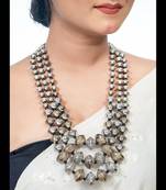 Multilayer beaded necklace, two tone necklace, long beaded necklace, oxidized necklace set