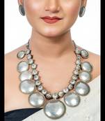 Statement necklace set silver antique oxidized indian replica polish designer coin necklace set
