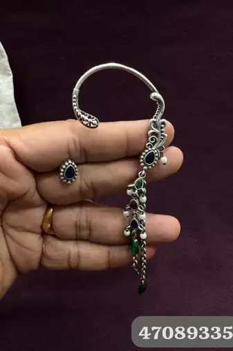 Boho earcuff rising earrings silver oxidised boho ethnic jewelry ear cuff earring