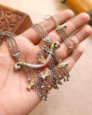 Multicolor long necklace pendant indian jewellery set fish design 3
