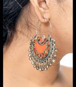 Orange chand bali mirror glass earrings afghani mirror earrings indian glass jewelry, jewelry set