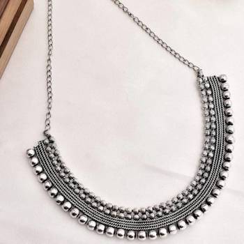 German silver oxidized necklace handmade indian german jewelry boohoo tribal lightweight choker set 2