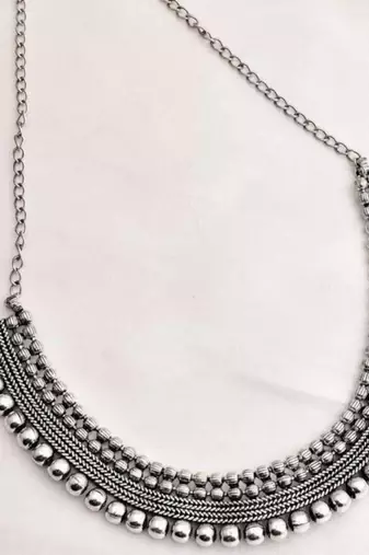 German silver oxidized necklace handmade indian german jewelry boohoo tribal lightweight choker set