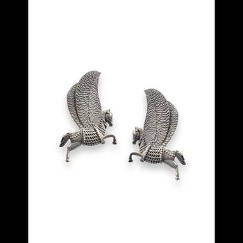 Indian oxidized horse earrings silver plated studs german silver stud jewelry for women light weight 3