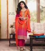 Orange Color Rayon Embroidered Kurta Set