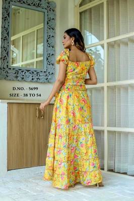 Digital Printed Yellow Anarkali Suit Set 2