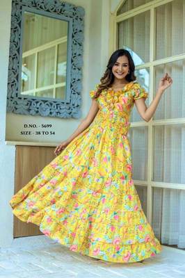 Digital Printed Yellow Anarkali Suit Set 4