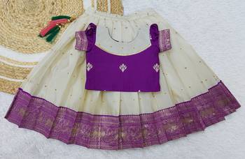  Baby Girl's Traditional Readymade South Indian Pattu Pavadai Ringani Lehenga Choli For Kid's 1