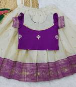  Baby Girl's Traditional Readymade South Indian Pattu Pavadai Ringani Lehenga Choli For Kid's