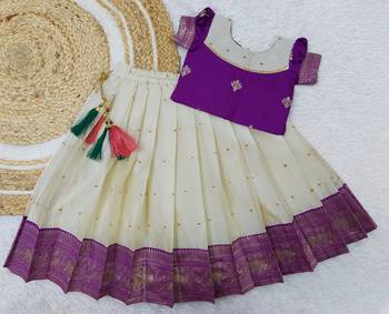  Baby Girl's Traditional Readymade South Indian Pattu Pavadai Ringani Lehenga Choli For Kid's 2