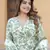 women green and white angrakha kurta pant dupatta set