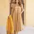 women mustard yellow anarkali kurta pant dupatta set