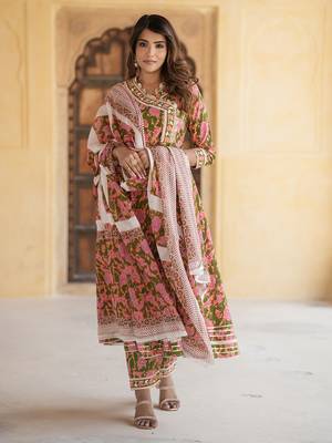 women mulit angrakha kurta pant dupatta set 3