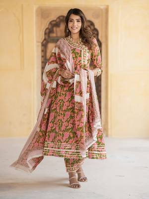 women mulit angrakha kurta pant dupatta set 1