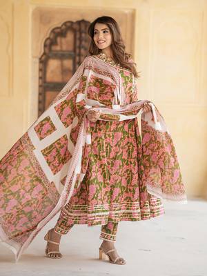 women mulit angrakha kurta pant dupatta set 4